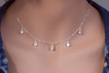 3mm CZ Charm Drop 925 Sterling Silver Choker Necklace