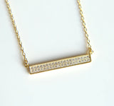 925 Sterling Silver CZ Bar Women Choker Necklace
