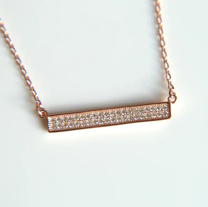 925 Sterling Silver CZ Bar Women Choker Necklace