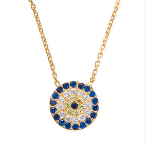 925 Silver Evil Eye Necklace with CZ Disco Pendant