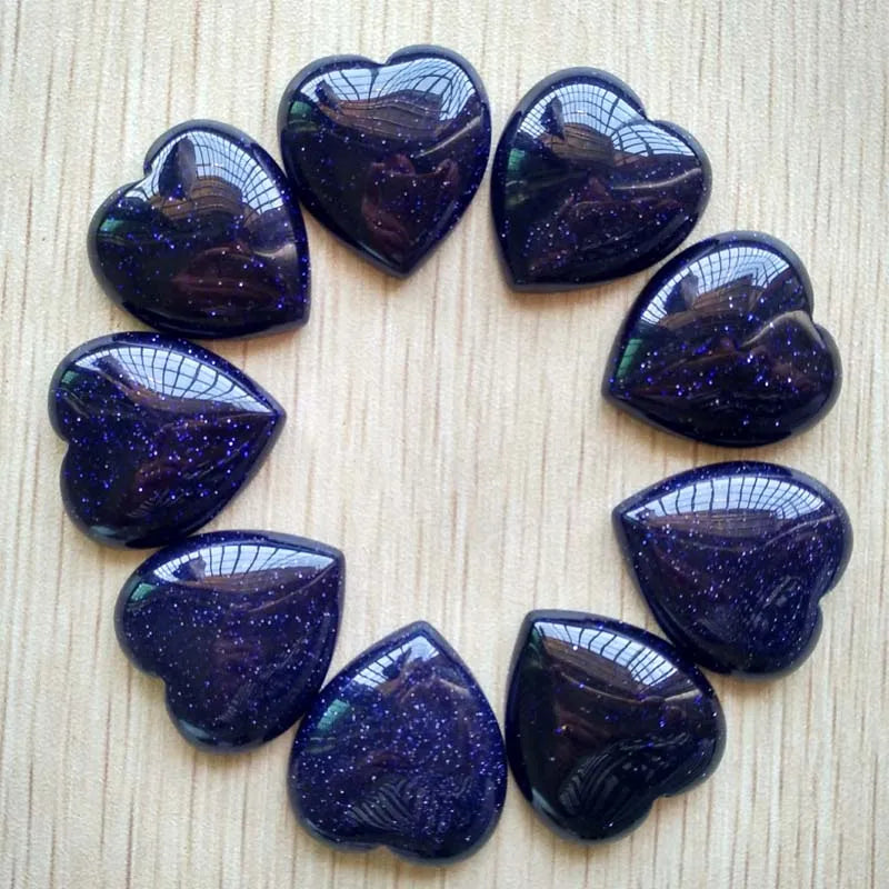 Sand Stone Heart Shape Cabochons Beads for Jewelry Making 25mm 10pcs