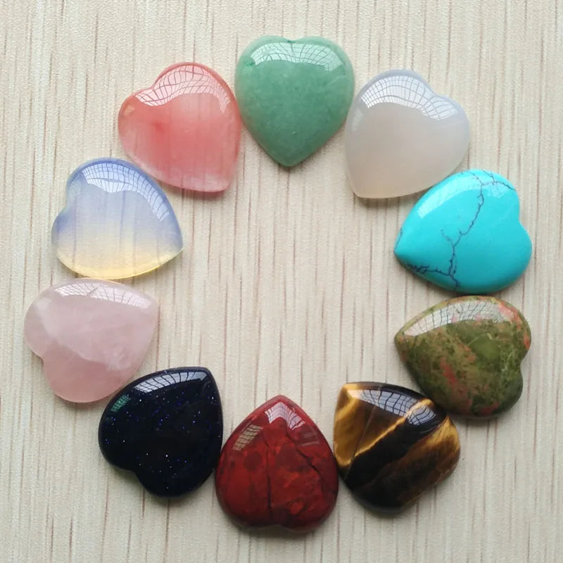 Natural Stone Heart Shape Cabochons Beads 25mm 10pcs/lot