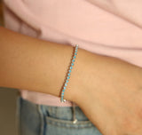 925 Silver Turquoise Stone Tennis Chain Bracelet