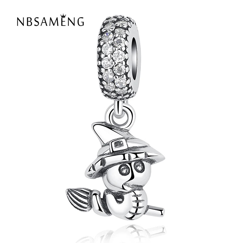 925 Silver Snake Crystal Pendant Charms Beads for Bracelets