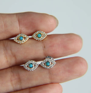 925 Silver CZ Crystal Stud Earrings Women