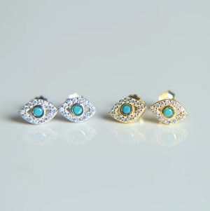 925 Silver CZ Crystal Stud Earrings Women