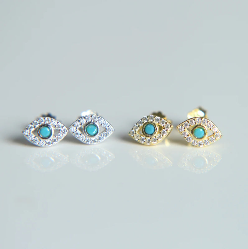 925 Silver CZ Crystal Stud Earrings Women