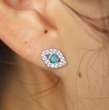 925 Silver CZ Crystal Stud Earrings Women