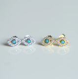 925 Silver CZ Crystal Stud Earrings Women