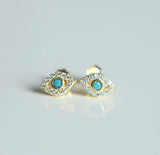 925 Silver CZ Crystal Stud Earrings Women