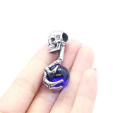 Skull Claws Stones Pendant Stainless Steel Biker Skull With Claw Pendant