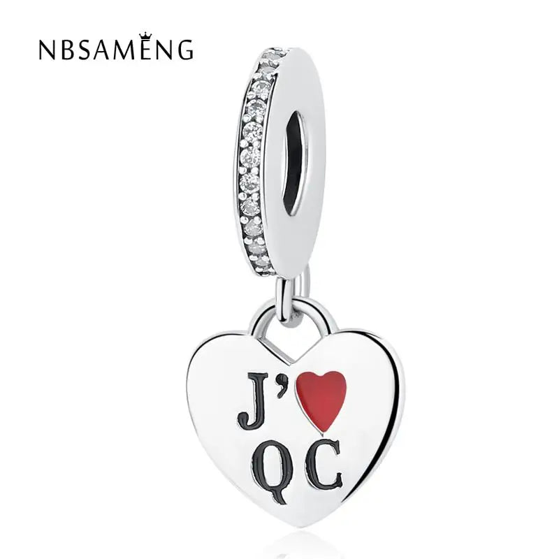925 Silver J Love QC Pendant Beads for Bracelets