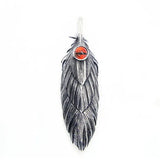Eagle Feather Pendant Evil Eye Stainless Steel Biker Jewelry
