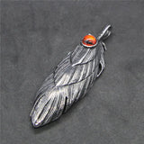 Eagle Feather Pendant Evil Eye Stainless Steel Biker Jewelry