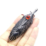 Eagle Feather Pendant Evil Eye Stainless Steel Biker Jewelry