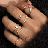 Minimal opal cz stone Knuckle ring