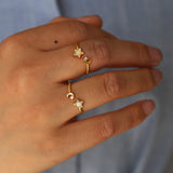 Minimal opal cz stone Knuckle ring