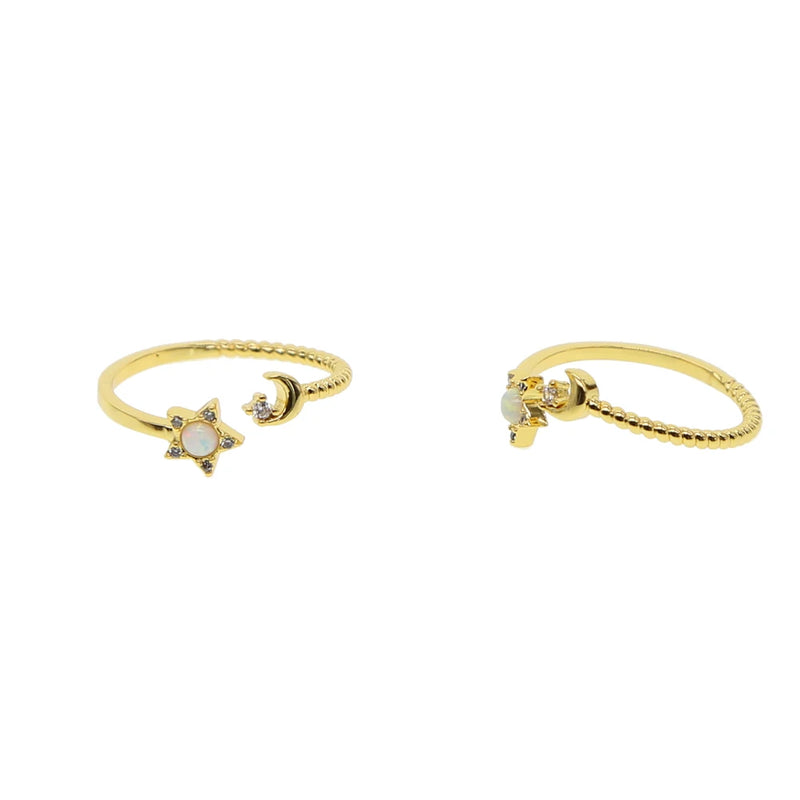 Minimal opal cz stone Knuckle ring