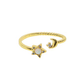 Minimal opal cz stone Knuckle ring