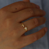 Minimal opal cz stone Knuckle ring