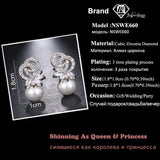 Marquise Zircon Simulated Pearl Drop Earrings Crystal Bride Party Jewelry