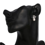 Marquise Zircon Simulated Pearl Drop Earrings Crystal Bride Party Jewelry