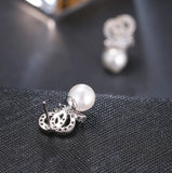 Marquise Zircon Simulated Pearl Drop Earrings Crystal Bride Party Jewelry