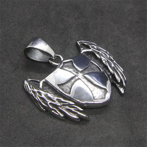 Jesus Feather Pendant Stainless Steel Biker Feather Pendant