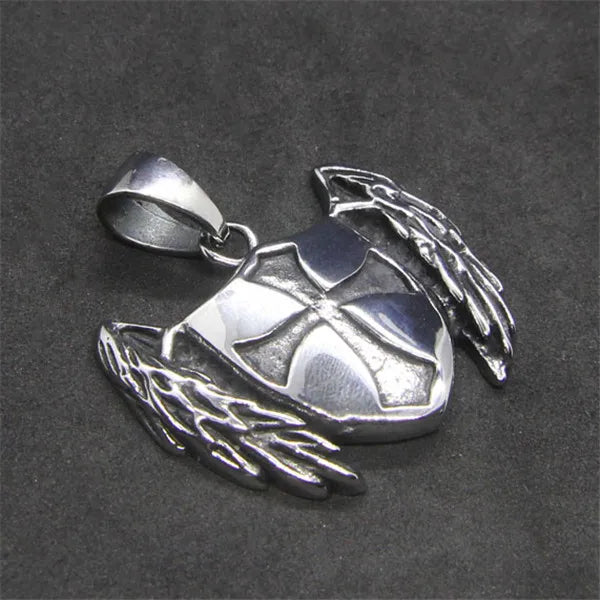 Jesus Feather Pendant Stainless Steel Biker Feather Pendant