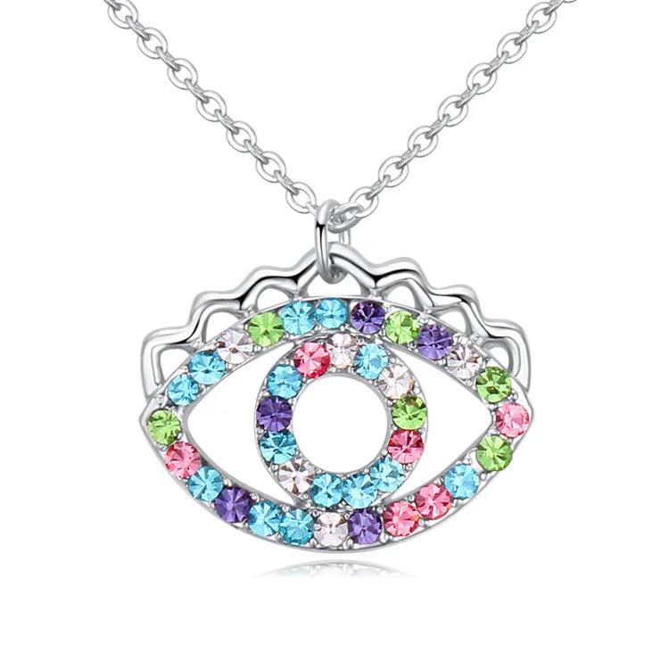 Crystal Eyes Necklace Plated Alloy Jewelry