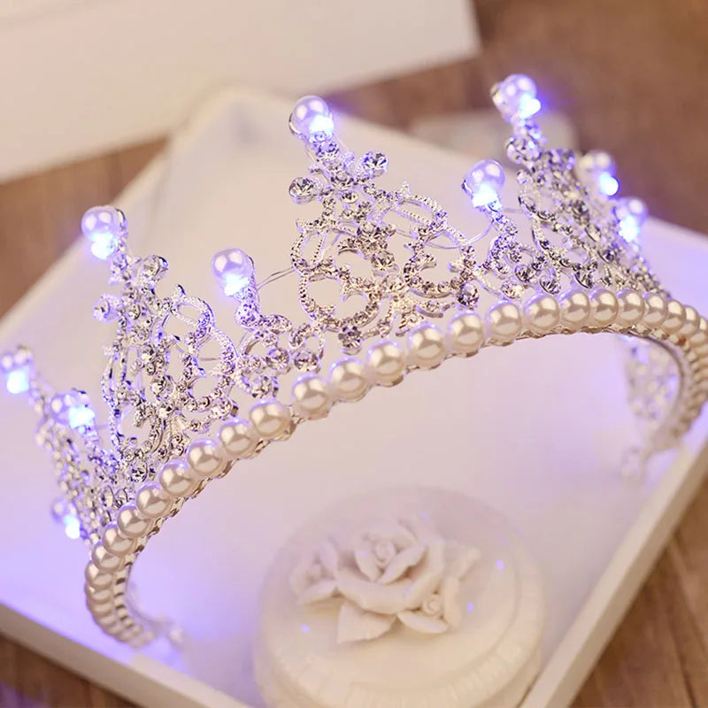 European Pearl Tiara Crown for Women Hair Ornaments