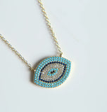 European Eye Silver Necklace 925 Sterling Silver Pendant