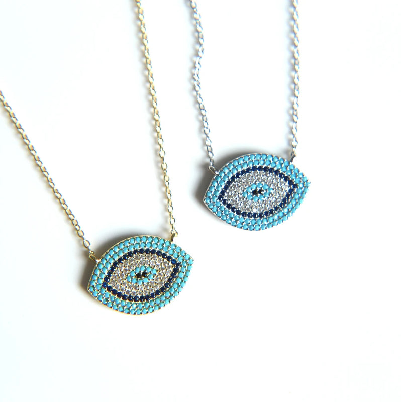 European Eye Silver Necklace 925 Sterling Silver Pendant