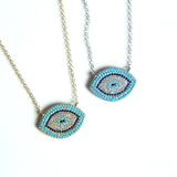 European Eye Silver Necklace 925 Sterling Silver Pendant