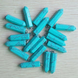 Fashion Pendulum Hexagonal Pillar Charms Stone Pendants Teardrop 12Pcs