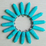 Fashion Pendulum Hexagonal Pillar Charms Stone Pendants Teardrop 12Pcs