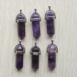 10pcs Natural Stone Charms Hexagonal Healing Reiki Point Pendants