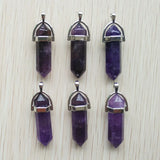 10pcs Natural Stone Charms Hexagonal Healing Reiki Point Pendants