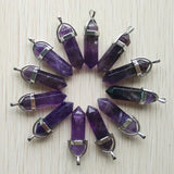 10pcs Natural Stone Charms Hexagonal Healing Reiki Point Pendants