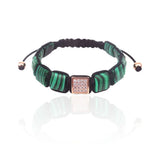 Malachite Stone & CZ Beads Macrame Bracelet