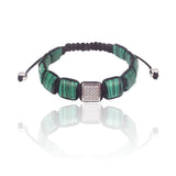 Malachite Stone & CZ Beads Macrame Bracelet