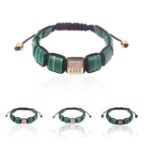 Malachite Stone & CZ Beads Macrame Bracelet