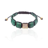 Malachite Stone & CZ Beads Macrame Bracelet