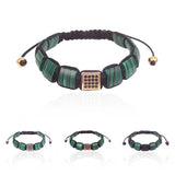 Malachite Stone & CZ Beads Macrame Bracelet