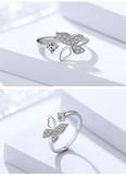 Adjustable Zircon Butterfly Ring