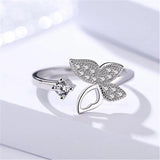 Adjustable Zircon Butterfly Ring