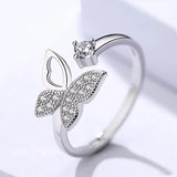 Adjustable Zircon Butterfly Ring
