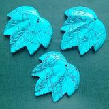 Carved Maple Leaf Stone Pendants Charms 3pcs/lot