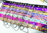 Punk Holographic Leather Choker with Spikes
