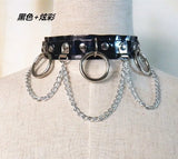 Punk Holographic Leather Choker with Spikes